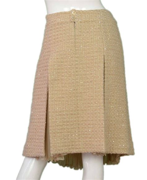 chanel beige silk skirt|Skirt .